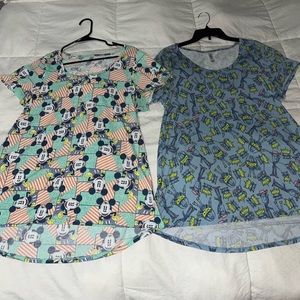 2 Disney Lularoe Classic Tee’s Size Large